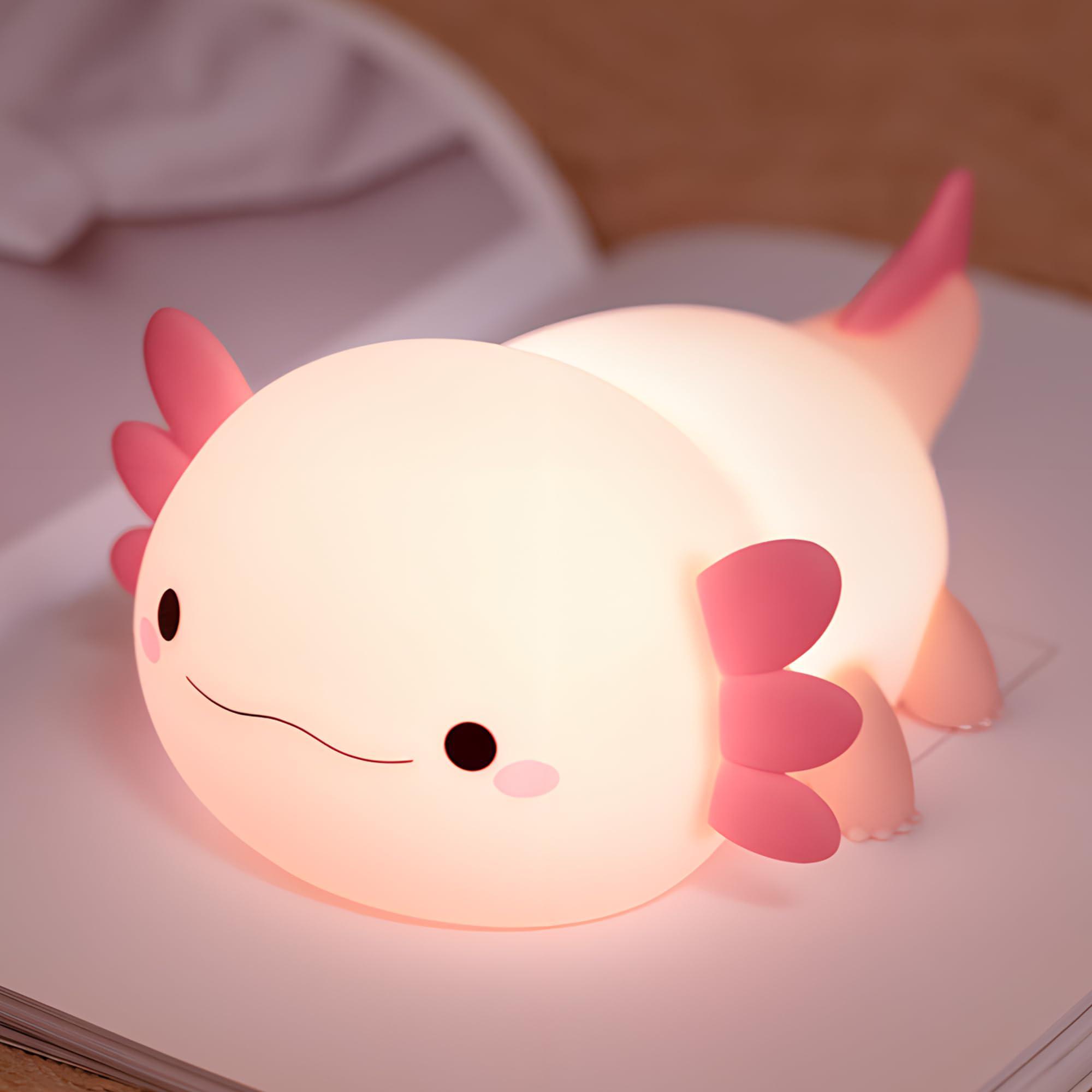 Cute Axolotl Design Night Light, USB Rechargeable Silicone Touch Lamp, Novelty Lighting for Bedroom, Living Room, Home Decor