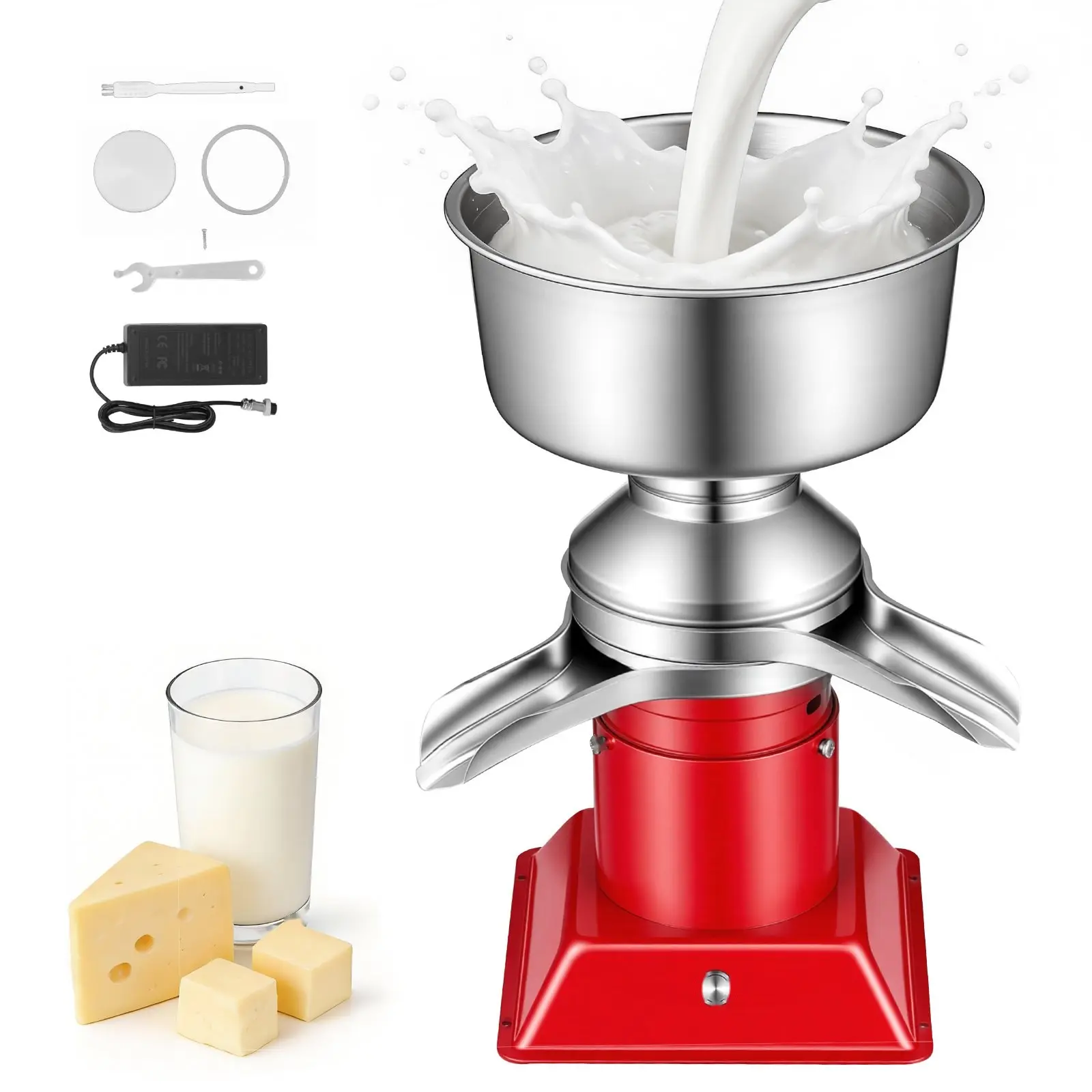 Electric Milk Cream Separator With 60 L/H Output, 10500 RPM Centrifugal Milk Separator For Goat And Cow Milk, 304 Stainless Steel Construction, Skimmer And Separating Machine With 4.5 L Bowl, 40W Power, 100-240V AC