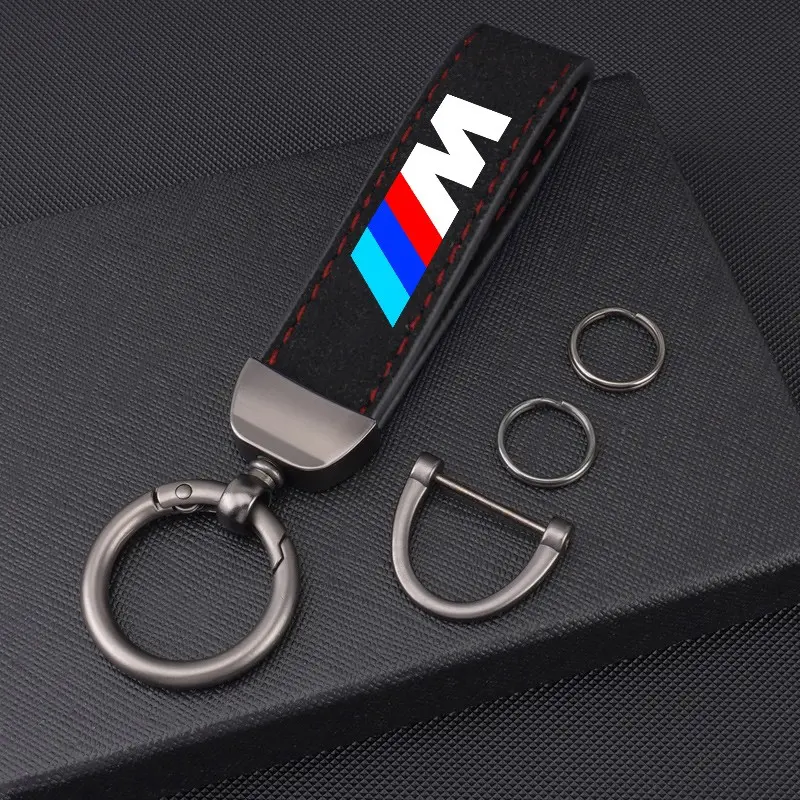 1pc Car Emblem Suede Leather Key Chain Rings, Vintage Keychain for Bmw Models, Stylish Accessory for Men and Women