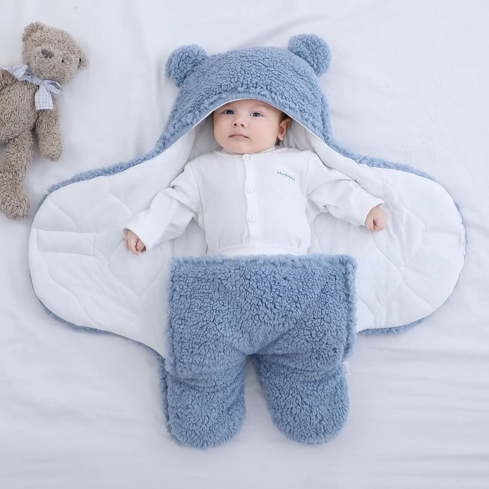 Thickened Fall Winter Swaddle Sleep Sack, Anti-Startle Wearable Wrapping Blanket, Warm Quilted Swaddle Wrap, Cozy Rest Cover for Hospital Prep & Daily Rest
