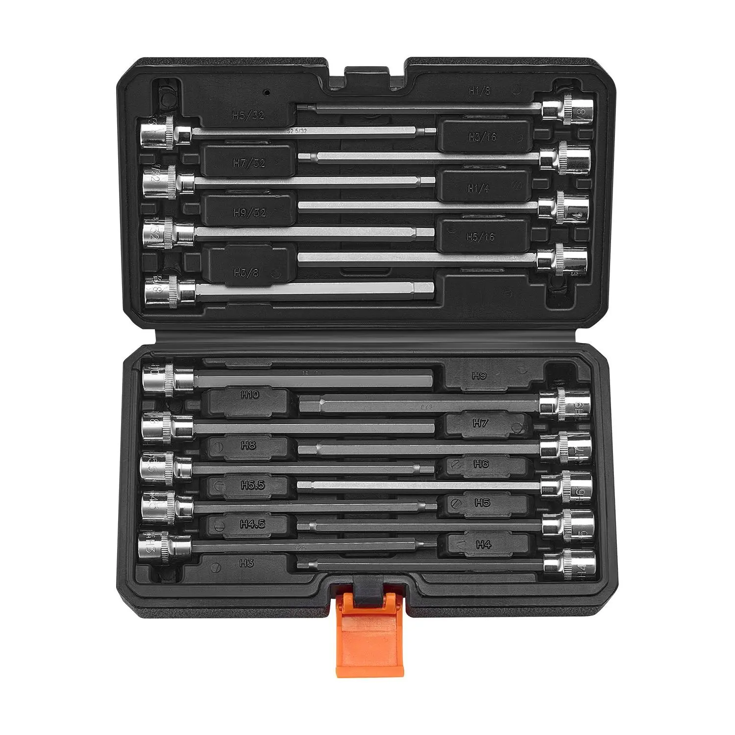 【DealsForYouDays】VEVOR Extra Long Allen Hex Bit Socket Set, 18-Piece 3/8 inch Drive, S2 Alloy Steel and Cr-V Steel, Standard SAE and Metric 1/8-Inch-3/8-Inch, 3-12mm, with Enhanced Storage Case, for Mechanics