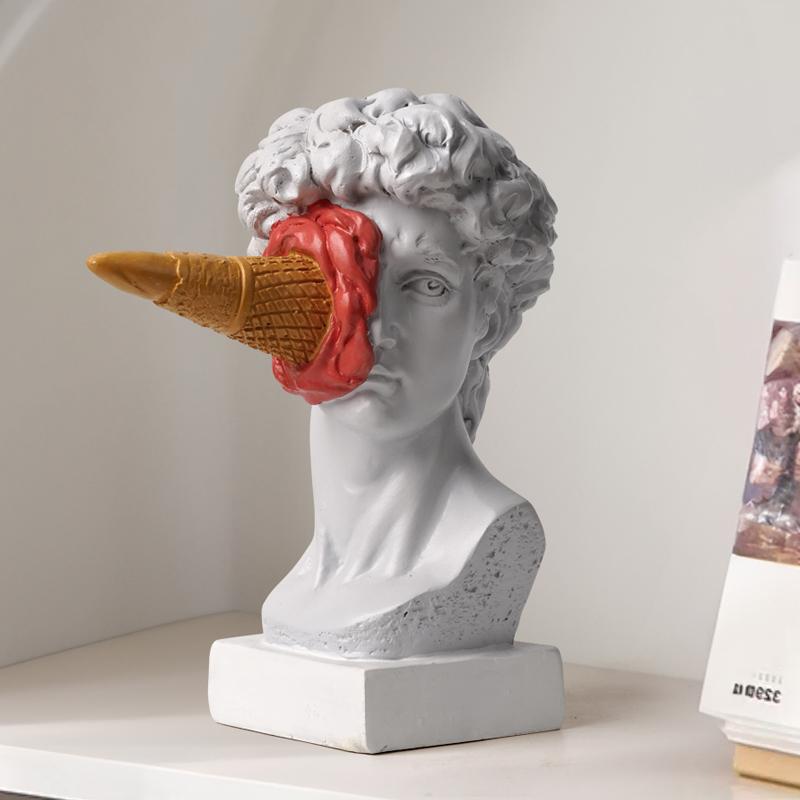 Ice Cream David Sculpture for Valentine's Day Gifts, 1 Count Resin Character Sculpture, Modern Home Desktop Bookshelf Creative Ornaments, Mean Girls Decorations, Figurine, Decoration