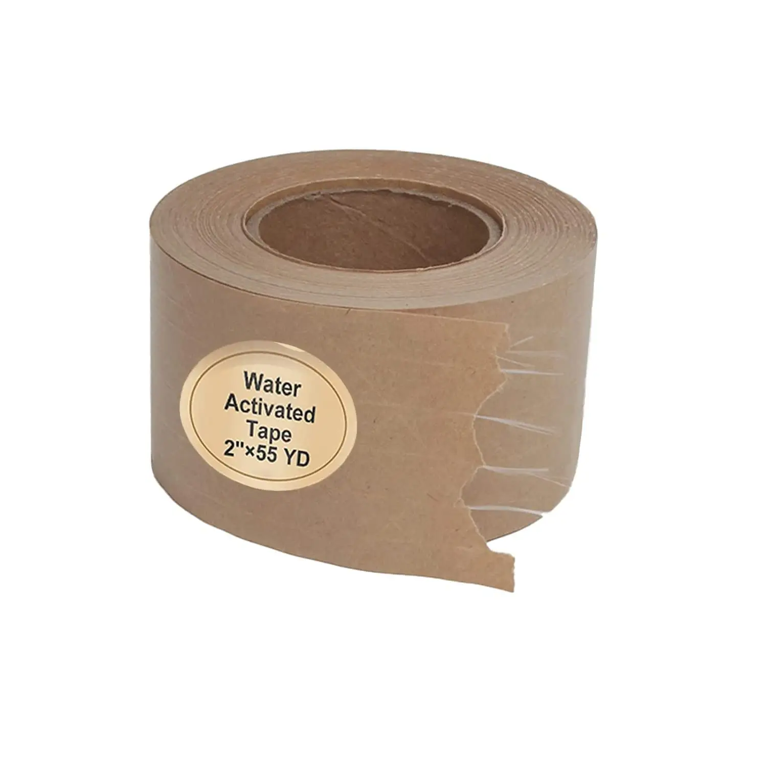 Water Activated Tape Fiber Reinforced Packing Tape  Tape 2”X 165  Per Roll Brown Tape Gummed Paper Tape for Heavy Duty Packaging and Shipping Writable