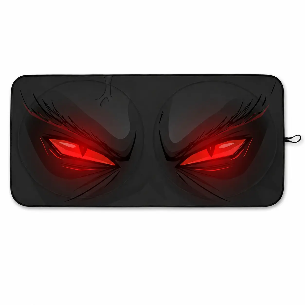 Foldable Car Windshield Sun Shade, Red Eyes Graphic Front Window Cover, 150 x 70 cm, Elastic Storage Loop