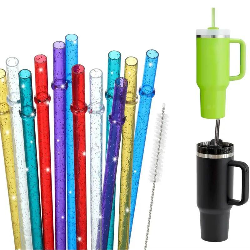 Reusable Straw Set, 12pcs Durable Straws with 1 Brush, Drinking Straws for 20-40oz Tumblers, Dishwasher Safe Straw