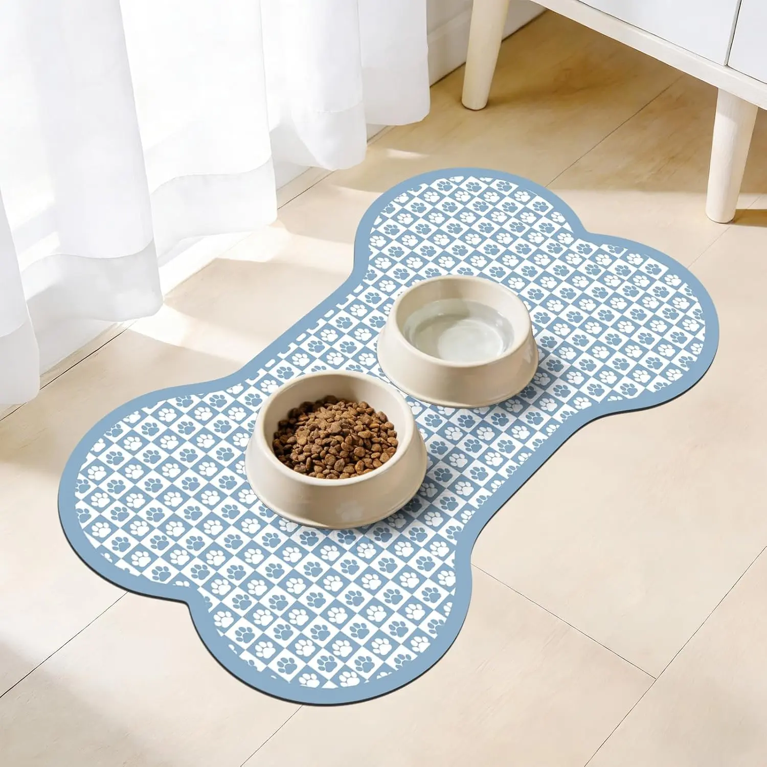 Mats for  and Water, Blue    Mat for Floors, Non Slip Indoor Quick Dry  Bowl Feeding Mats (11.8” X19.7”)