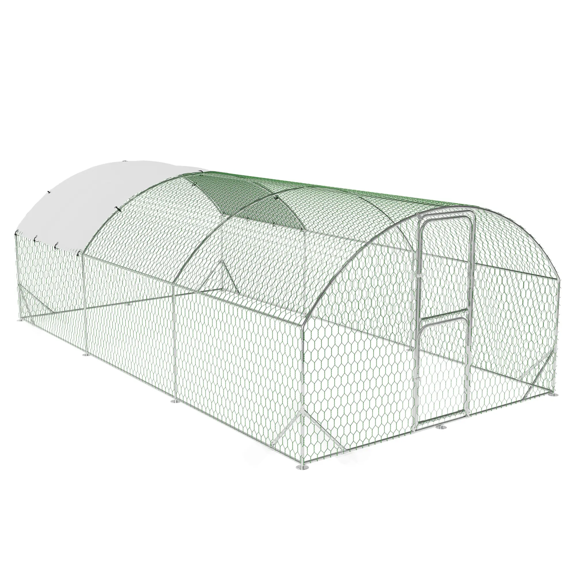 Heavy Duty Walk-In Metal Chicken Coop and Run – Secure Poultry Cage with Waterproof UV-Resistant Cover, Double Lockable Doors, Holds Up to 20 Hens, Ideal for Chickens, Ducks, Rabbits – Outdoor Farm Hen House,3 Sizes