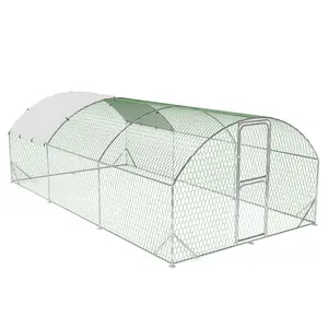Heavy Duty Walk-In Metal Chicken Coop and Run – Secure Poultry Cage with Waterproof UV-Resistant Cover, Double Lockable Doors, Holds Up to 20 Hens, Ideal for Chickens, Ducks, Rabbits – Outdoor Farm Hen House,3 Sizes