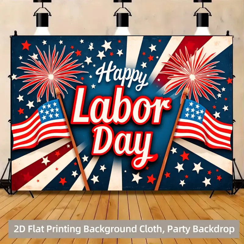 Labor Day Celebration Backdrop Banner - Lightweight Durable Washable Polyester Tapestry, Home Decor for Wedding, Room Decoration, Photography Background, Gift Option, Print