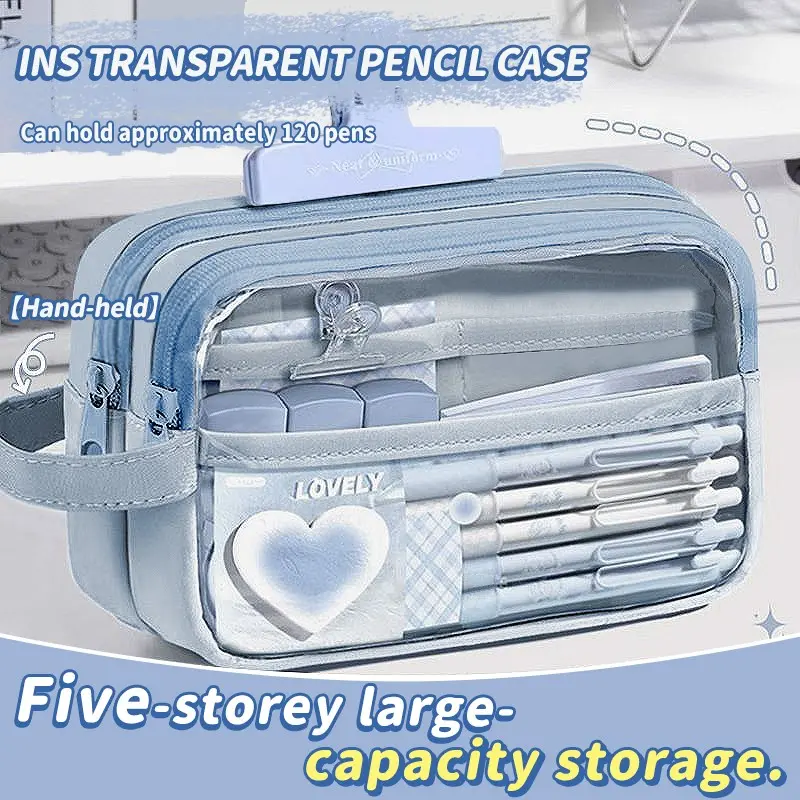 Large Capacity Pencil Case, Durable Canvas Material, Zipper Closure, Multifunctional Stationery Organizer, High-Value School Supplies