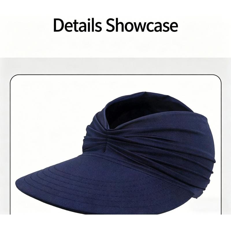 Women's Wide-Brim Sun Hat, Casual Outdoor Beach Sun Hat, Essential for Travel and Beach Parties, Spring and Summer Women's Beach Sun Hat, with Ponytail Hole Design