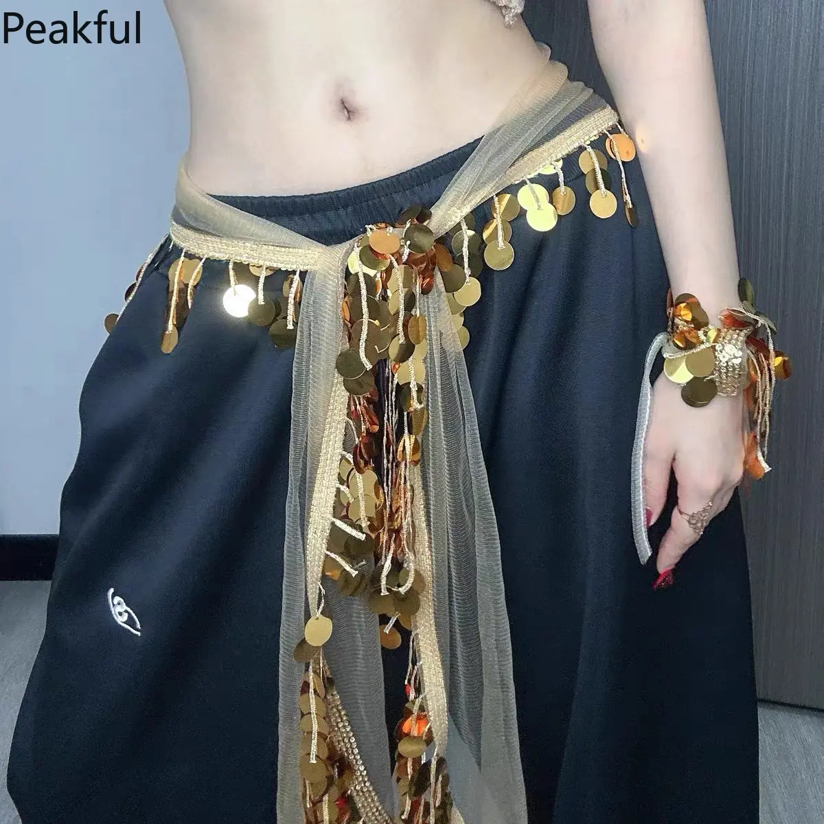 Kpop Sequin Hip Scarf for Dance, Sparkly Fringe Waist Belt for Jazz & Hip Hop, Shiny Stage Performance Waist Decor, Perfect Rave & Music Festival Accessory