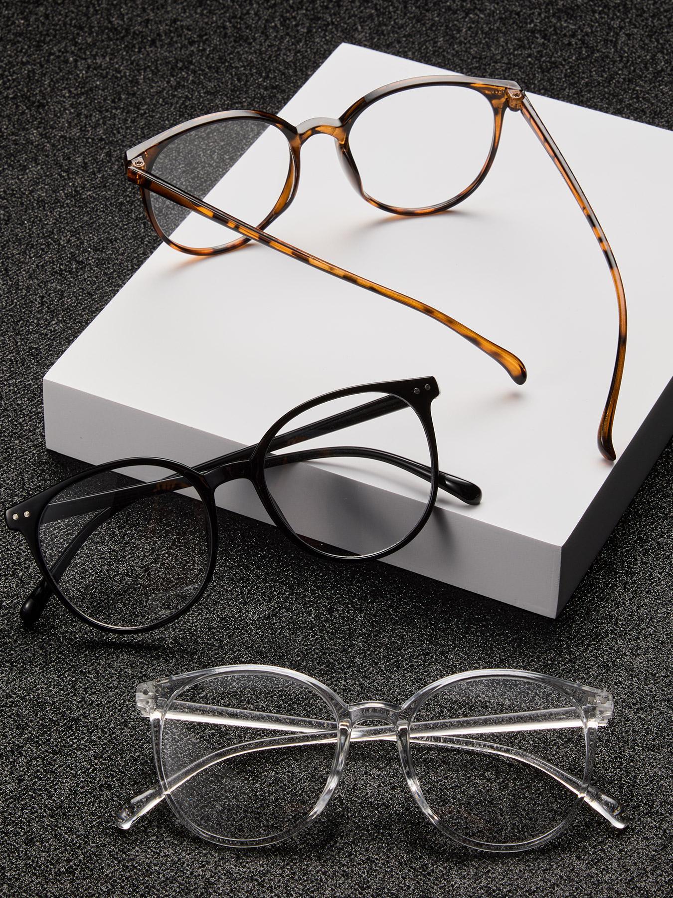 Unisex Vintage Round Frame Eyeglasses, Trendy Casual Eyeglasses for Everyday Use, Fashion Accessories for Outdoor Activities
