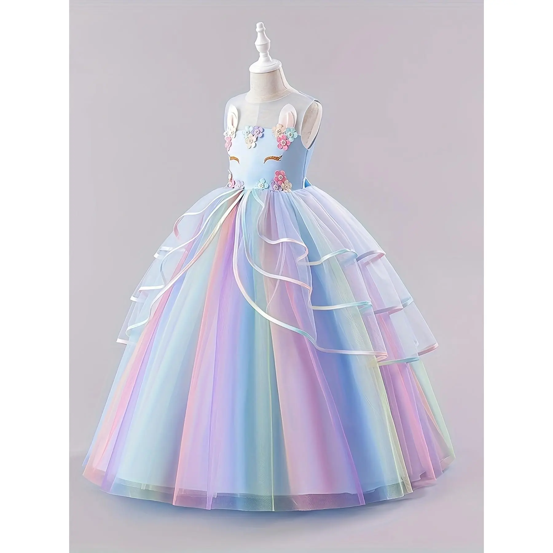 2026 2-piece unicorn dress set for girls, pretty tutu dress + headband, children's clothing, party gift, birthday, Halloween