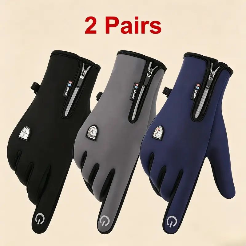 Windproof Warm Touch Screen Winter Gloves With Zipper Closure For Men And Women, Practical Outdoor Sports Gear For Skiing, Cycling, Christmas And Thanksgiving Holiday Occasions
