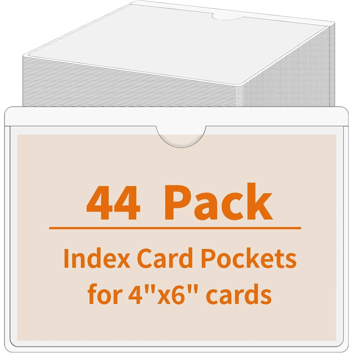 44 count Storage Bin Labels, 4×6 in Index Card Holder, Clear Adhesive Pockets |  Adhesive,  & Clear, Removable with No , for Tote Bin Box Drawer, Library Classroom Organization