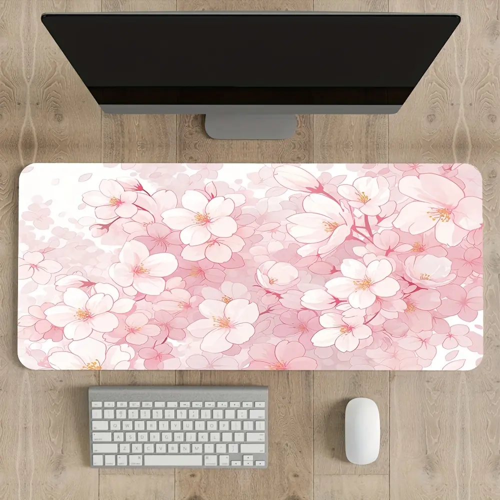 1pc Sakura Large Gaming Mouse Pad, Pink Sakura Mouse Pad, Non-Slip Mouse Pad, suitable for computer keyboards, office desks, and writing tables, desktop decoration, can also be used as a universal desktop mat. It is also the best gift for friends.