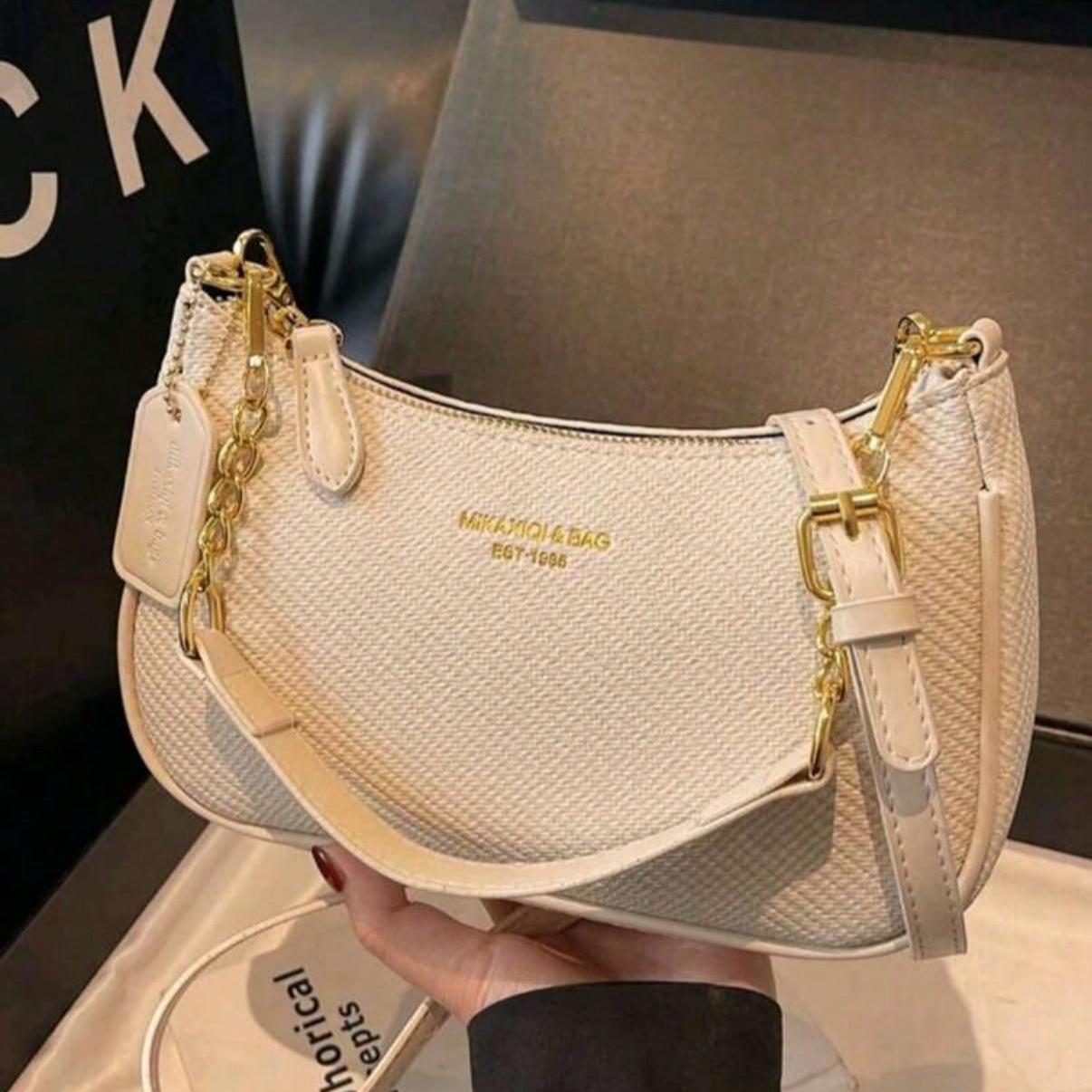 Design Solid Color Pu New Fashion Classic Wild Shoulder Bag, Crossbody Waterproof Fabric Shoulder Letter Pattern Decoration Crescent Bag Underarm Bag Handbag Suitable for Shopping, Outgoing