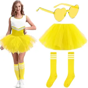 Tutus for Women Adult 5 Layered Tulle Neon Tutu Skirt with Tube Socks & Sunglasses for St. Patrick's Day Running Ballet Dance