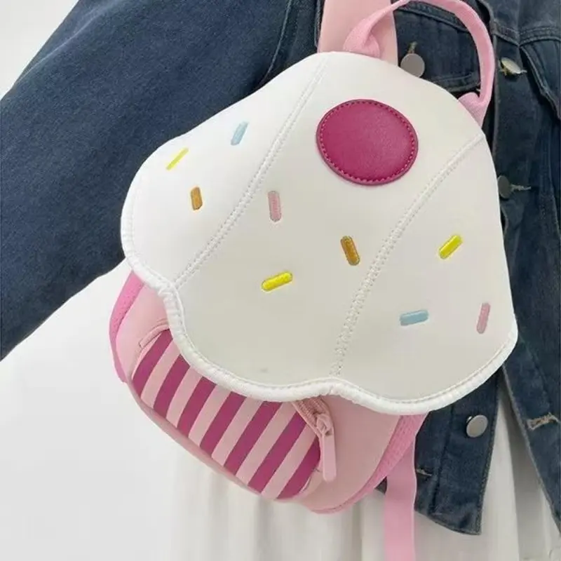 Cartoon Style Backpack, Mushroom Apple Cupcake Designs, Lightweight, Anti-Loss Strap, Portable Sports Bag for Outdoor Activities