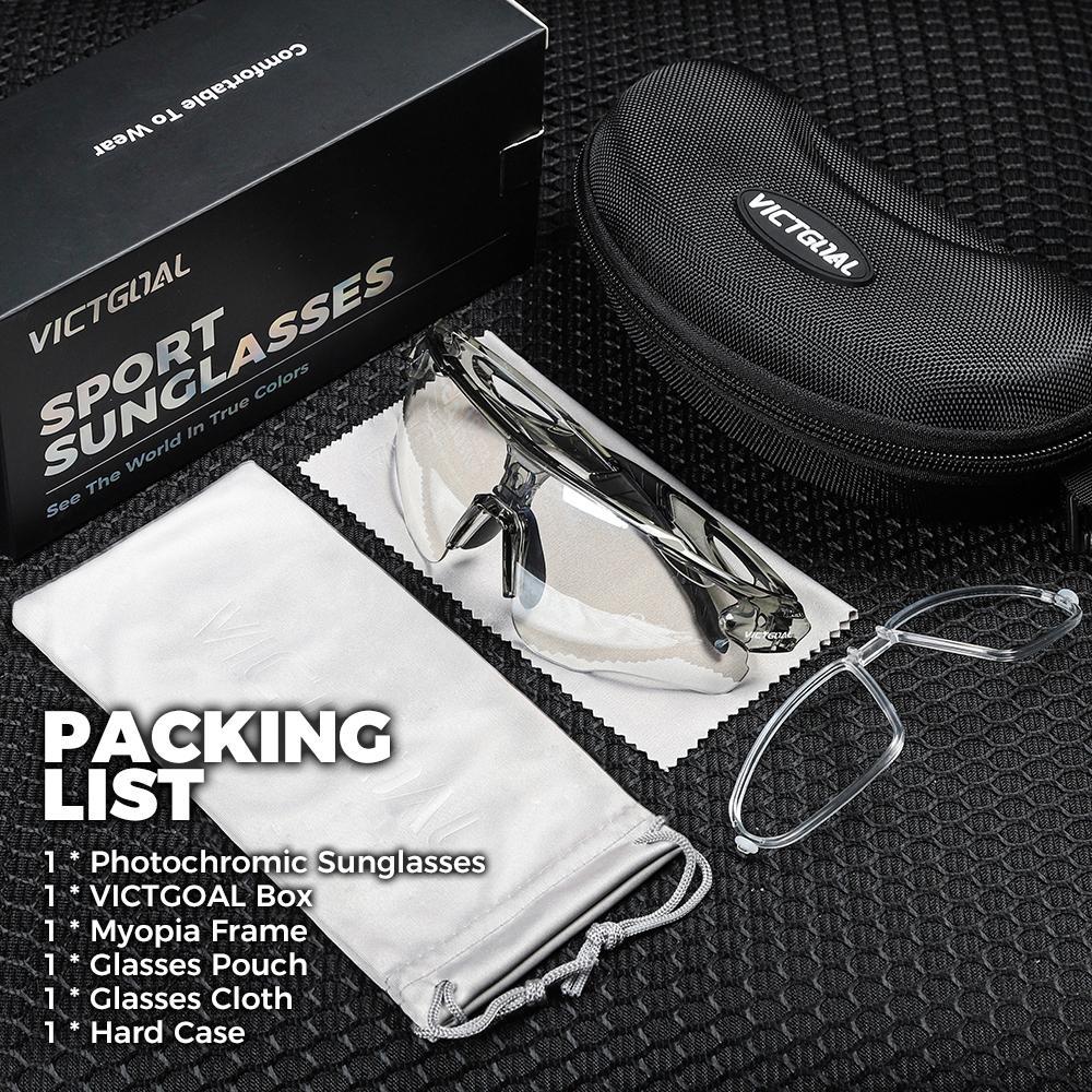 Photochromic Sports Glasses, UV400 Protection Bike Eyeglass for Fishing Jogging Camping, Lightweight TR90 Frame Glasses for Men & Women, Photochromic Cycling Glasses