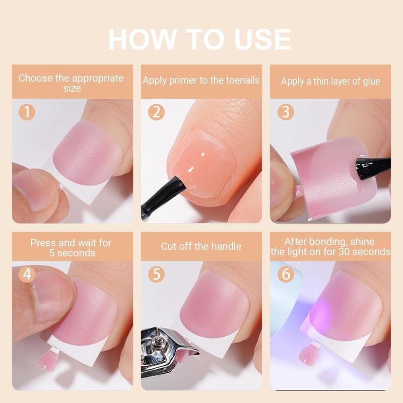 Toe Nail Tips, Brown Soft Gel Press On Toenails, 150Pcs Short Square French Toenail Full Cover Press On Fake Toe Nails Salon Home DIY 15 Sizes