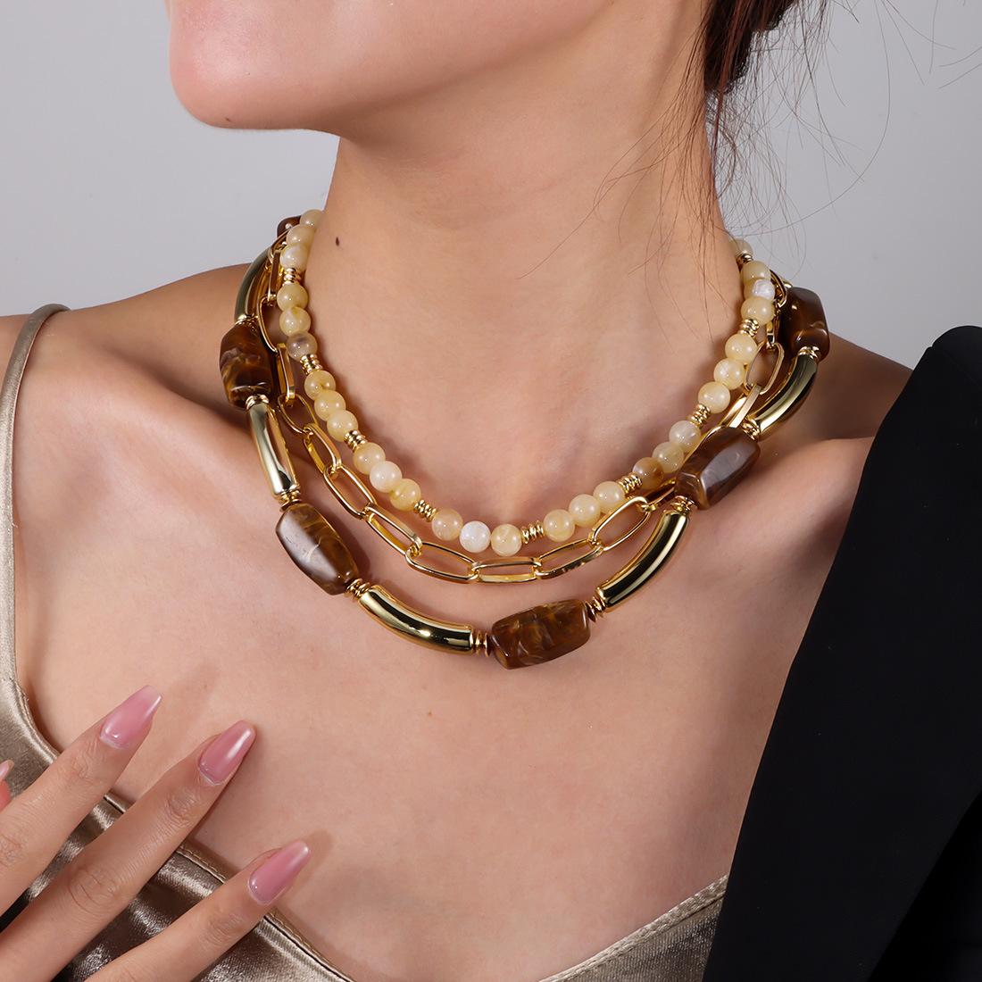 Multi-layered beaded necklace