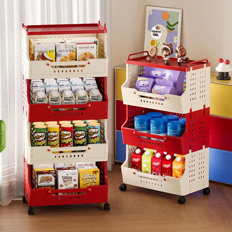 Floor‑Standing Rolling Snack Storage Cart, Thickened Durable Multi‑Layer Organizer Shelf, Clever Storage Organiser, Large Capacity With Universal Wheels, Versatile Rack for Living Room Bedroom Office Clutter Storage