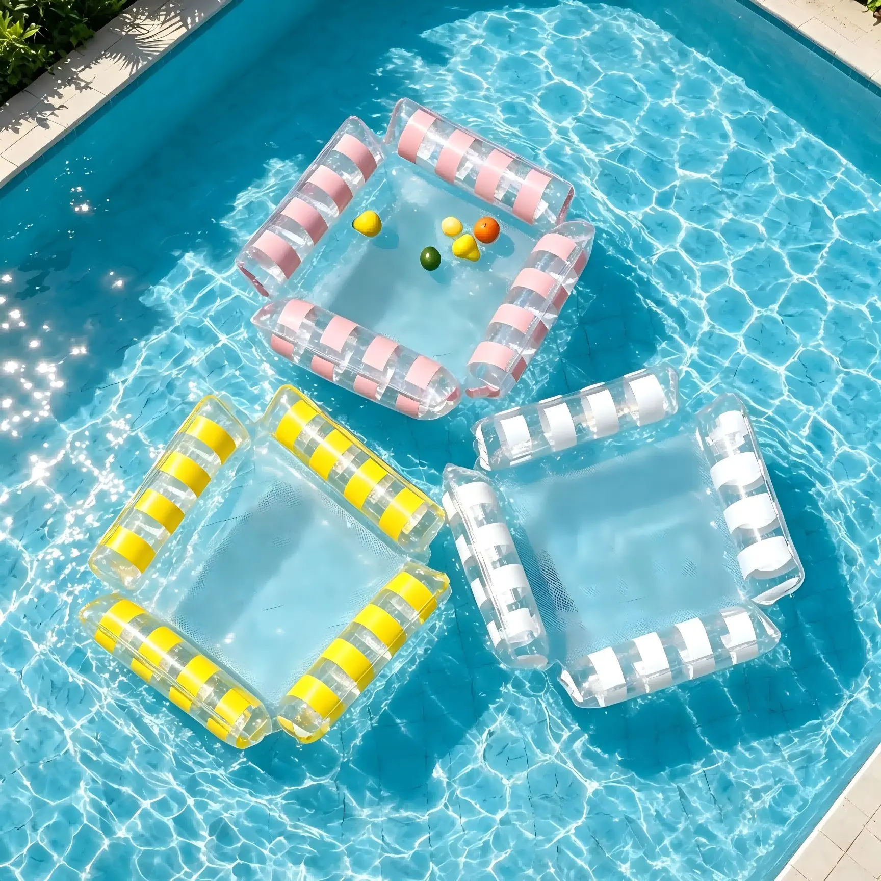 Water Sofa Float Bed, Simple Fresh Trendy Design, Transparent Glitter Inflatable, Strong Load Capacity, Pool Beach Water Play for Adults Kids, Pool Lounge Float