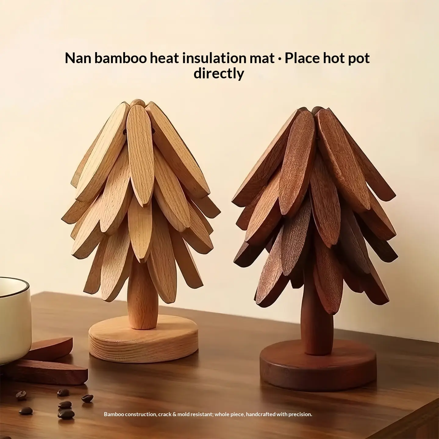 Thermal insulation pad Dining table ornament Solid wood a tree High value thermal insulation pad Small tree thermal insulation pad Creative folding plate tree