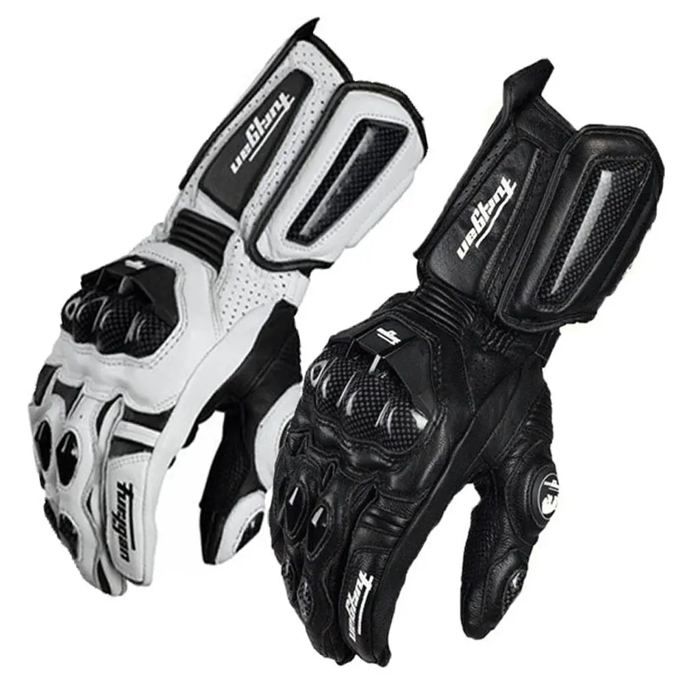 Motorcycle leather gloves carbon fiber racing car riding anti-drop, breathable and non-slip long