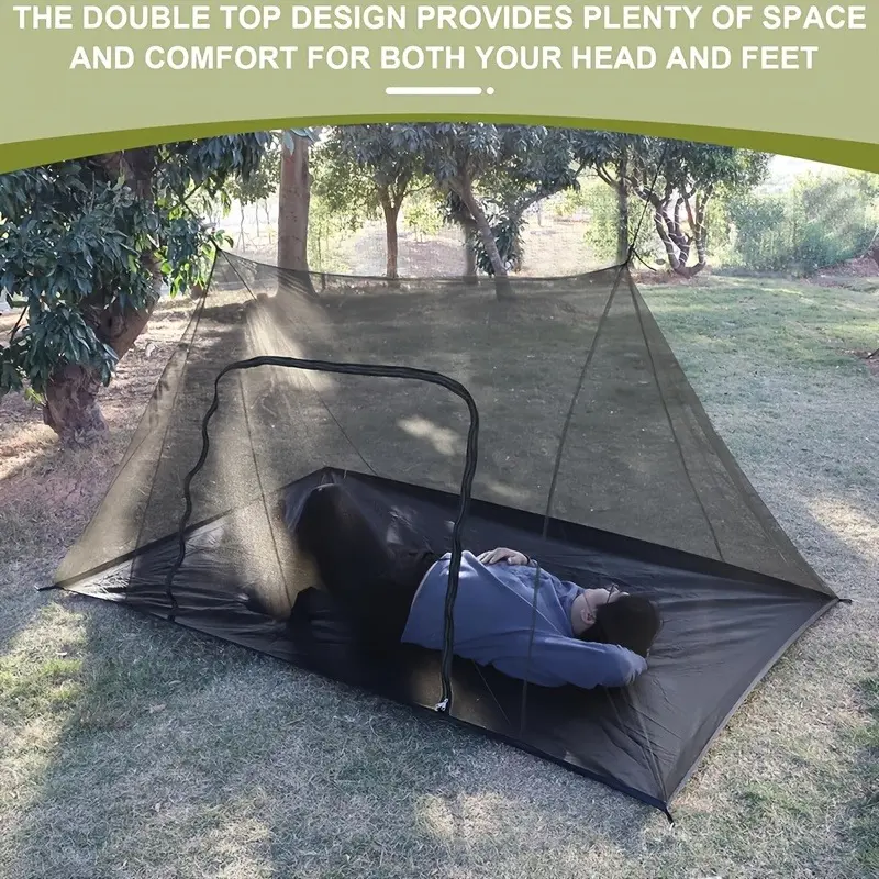 Four-corner Hanging Portable Mosquito Net, Outdoor Camping Mosquito Tent, Ultra-light Portable Mosquito Screen Mesh, Outdoor Hiking and Camping Insect Prevention Net. Adopting a Breathable Mesh Design with Side Zippers, It Is Perfect for Keeping Inse