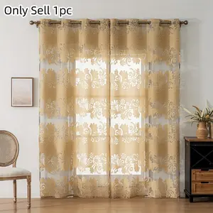 1pc European Gold Thread Embroidered Curtains, Window Curtain, Ideal for Living Room, Bedroom, Study, Dining Room, Balcony, Office, Home Decor