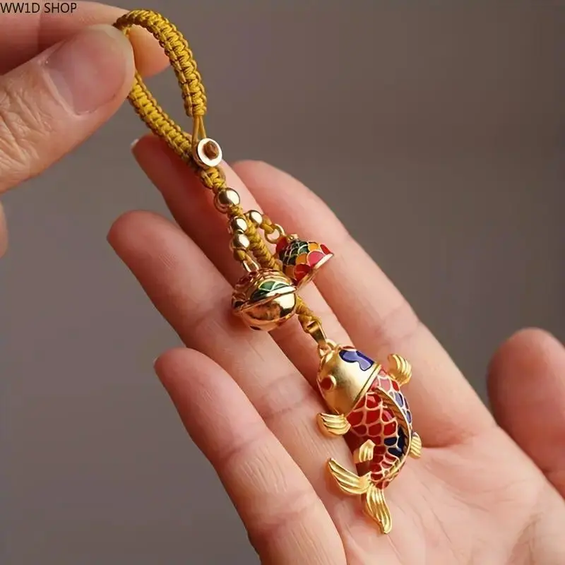 Women's Kawaii Accessories 1-Piece Lucky Koi Enamel-Alloy Plush Cartoon Keychain - Luck Symbol, Auspicious Blessing Pendant, Car/Bag Decor for Women/Girls, One-Piece