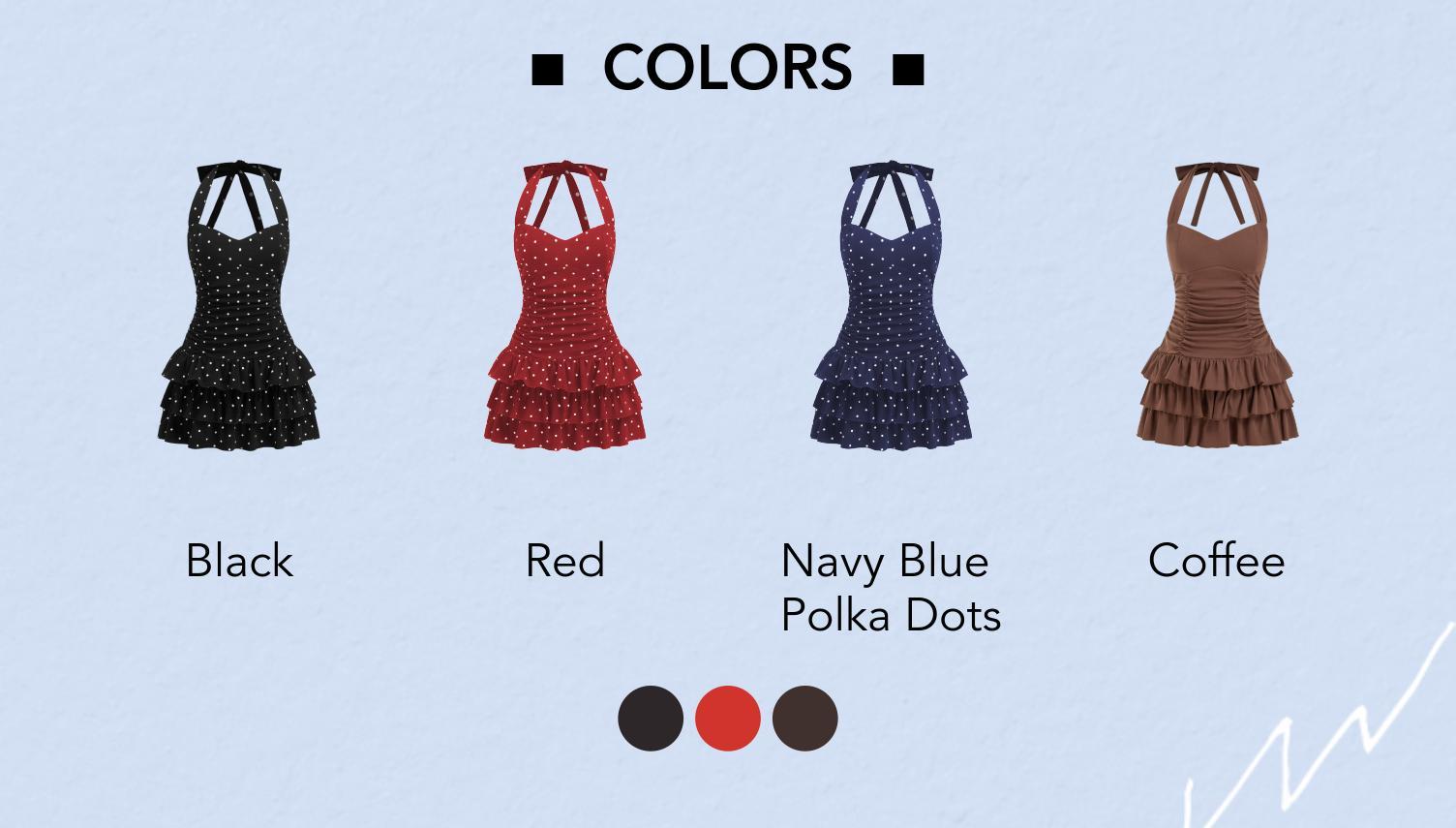 Cider Halter Mini Dress with Ruched Detail – Polka Dot Layered Dress for Women， Flattering Fit Hides Tummy， Perfect for Date Nights & Spring Parties