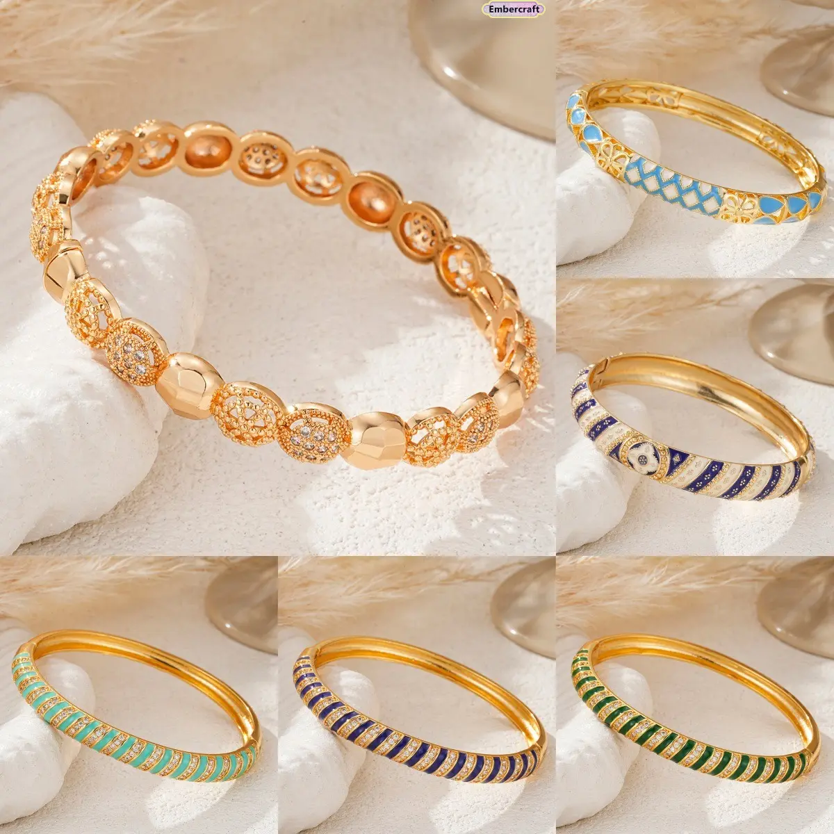 Color Enamel Bangle for Women, Modern Gold Plated Copper Bracelet, Trendy Stacking Jewelry with Secure Buckle for Party & Daily Wear, Bracelets Jewelry