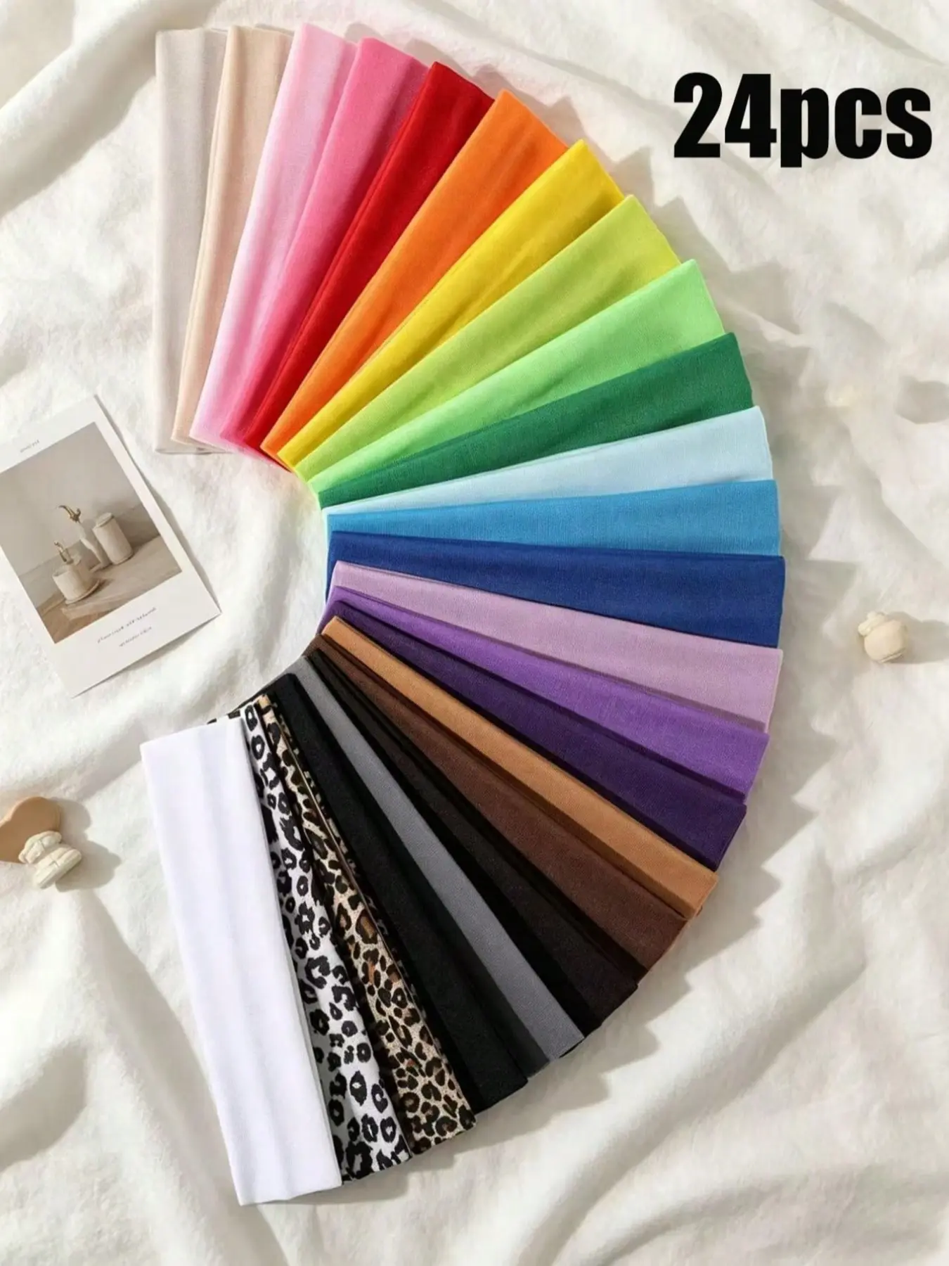 24 Pcs Unisex Multicolor Elastic Sports Hairbands, Sweat-Wicking Durable, Ideal for Yoga, Running, Spa, Face Washing, All Seasons