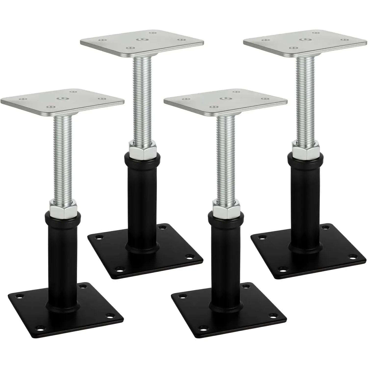 4 Pack House Jacks for Leveling, Screw Jack Adjustable Floor Jack  6" to 9.5" Height Range, 4409 lbs Max Height Capacity, Crawl Space Jacks for Stairs, Porches, Roof Beams, Temporary Support
