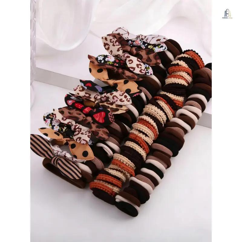 Boho Hair Accessory Kit |     160Pcs Multi-style Bow & Headband Set, Elastic Hair Decor with Rabbit Ear, Heart, Floral, Polka Dot, Stripe & Plaid Patterns, All-season Daily Hair Accessories for Women Casual Styling