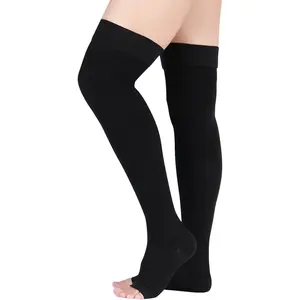 Lin Performance 30-40 mmHg Medical Compression Stockings for Men and Women, Thigh High,Open Toe
