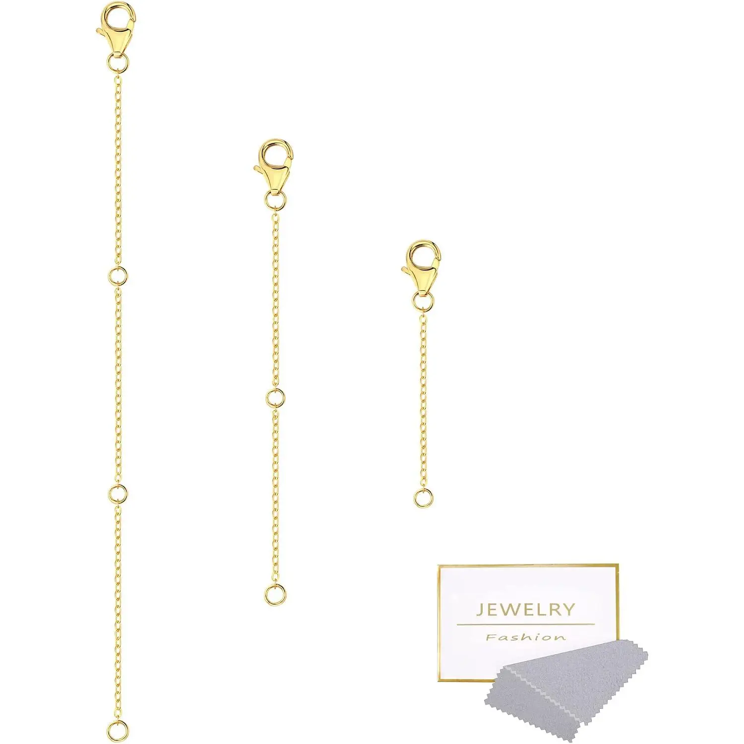 Necklace Extenders,14K  Chain Extenders with Lobster Clasp, Durable Plated Solid Brass Necklace Bracelet Anklet Extension Chains(2 4 6 Inches, 3 count)