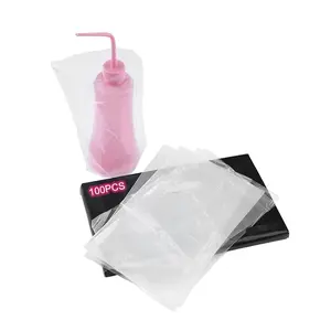 Squeeze Bottle Covers, 100Pcs/Set Disposable Transparent PE Wash Bottle Covers Sleeves 6 x 10 Inch Tattoo Cleaning Supplies