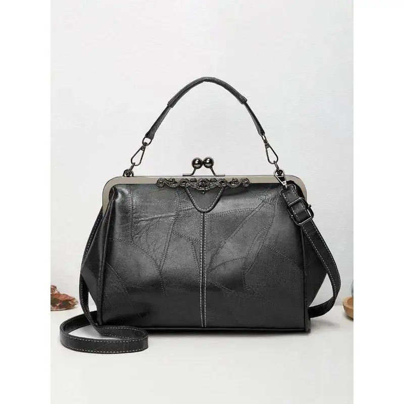 Women's Crossbody Bag, Elegant Vintage PU Leather Shoulder Purse with Kisslock Buckle, Large Capacity Handbag with Adjustable Detachable Strap, Casual Fashion Bag for Shopping, Travel, Outdoor, Gym and Daily Wear tiktokshopbacktoschool