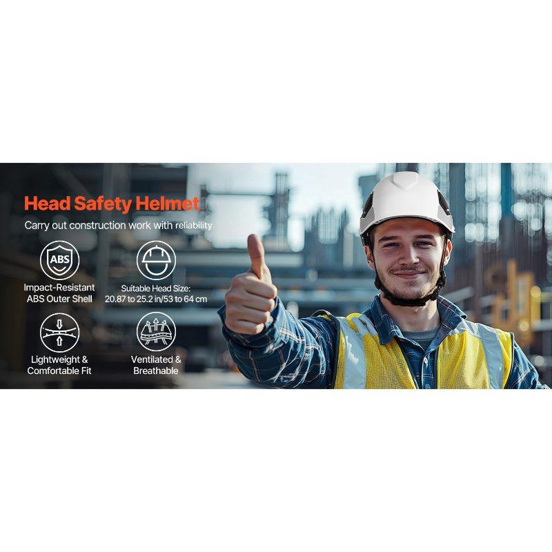 VEVOR Safety Helmet, ANSI/ISEA Z89.1 Approved ABS Safety Hard Hat with 6-Point Ratchet Suspension, Adjustable Vented Hardhat for Men Women Adults, for Outdoor Indoor Industrial Construction Workwear