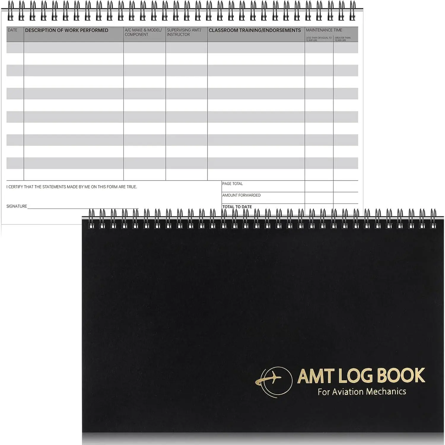 Amt Logbook 11 x 6.5 Inch for Maintenance Technicians, Ia Qualified Mechanics