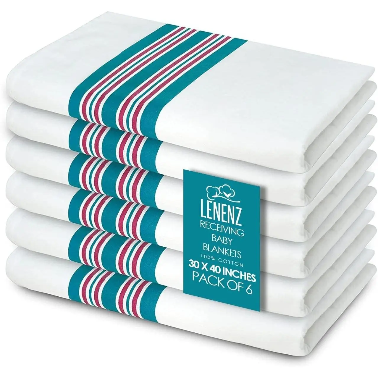 Baby Receiving Blankets, 100% Cotton Flannel Receiving Blanket, Perfect for swaddling & Wrapping, Ultra-Soft Hospital Blankets, Size 30 x 40 inch (6)Gift