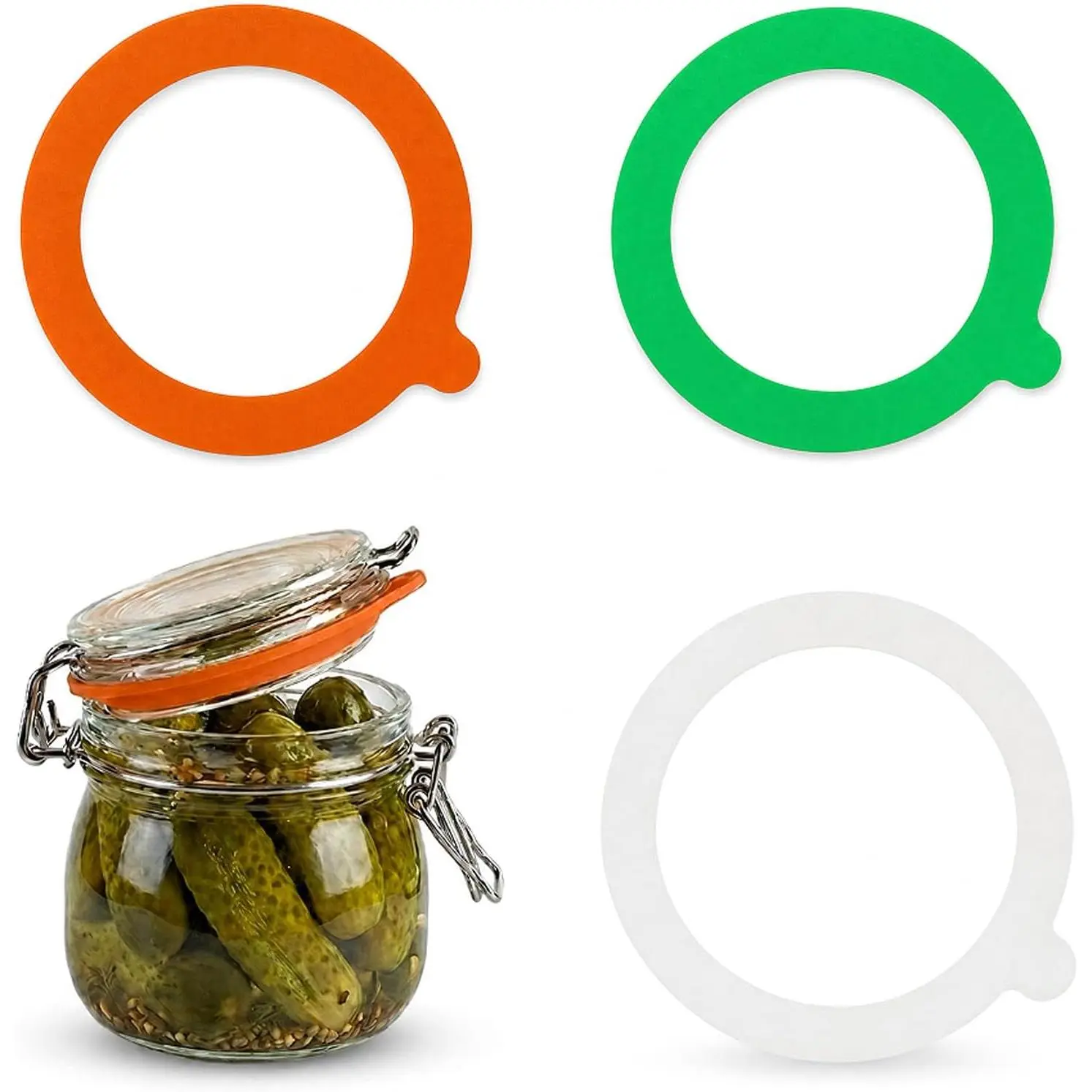 8-Count 3.75in Single Size Synthetic Retro Pop Glass Jar Seals - Airtight Seal, Leakproofing Rubber Gaskets for Kitchen Storage, Safe Cookware Accessory