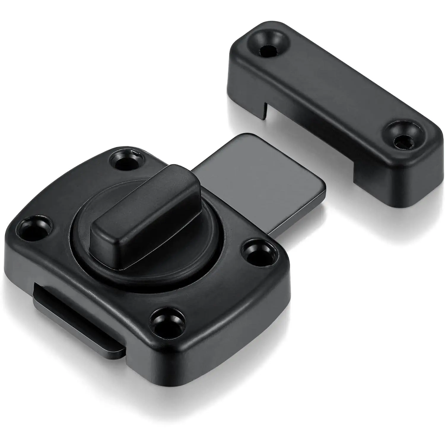 Black Rotate Bolt Gate Latches,Zinc Alloy Rotary  Cabinet Lock | Slide Bolt Latches Lock, Door Lock, for Drawer,Storage Box,Cabinets,Locker, Closet, Cage, Cabinet,Protect