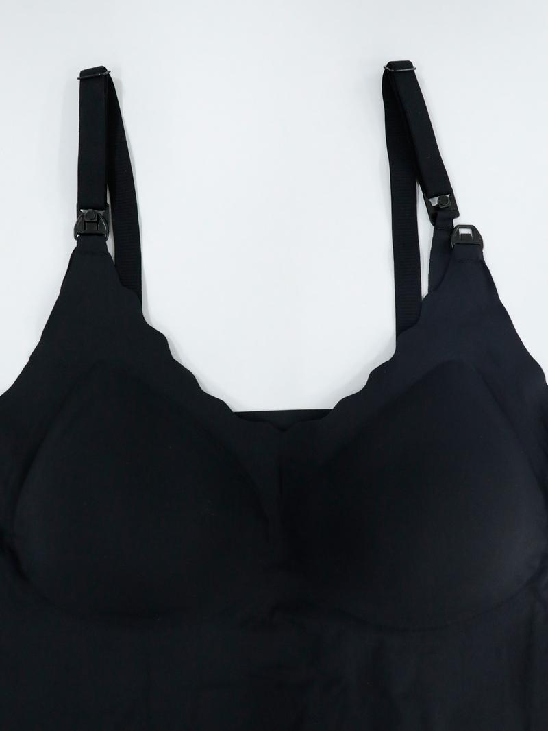 Women's Solid Color Lace Trim Nursing Cami Top, Maternity Nursing Tops, Comfortable Breathable Soft Fabric Maternity Bra for All Seasons, Maternity Lingerie for Women