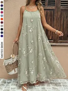 Plus Size Women's Fairy Style Dress, Romwe Elegant Casual Daily Wear, Comfortable Loose Fit, Perfect for Dates, Vacations, Parties, Beach